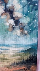 ORIGINAL Oil Painting Impressionism Landscape Milky Way Galaxy Night Sky 5″ x 7″