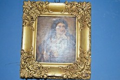 Antique 19th Century Gilt / Gesso Framed Miniature, Oil On Wood Panel, c1870