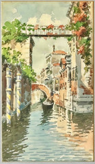 Original Signed Toni Orsini Venice Canal Watercolor Painting Italian Art Framed