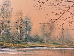 Raphael Senseman Watercolor of Trees by River Framed