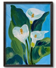 WHITE LILIES 14×11 IMPRESSIONISTIC MODERN ART INTERIOR DESIGN