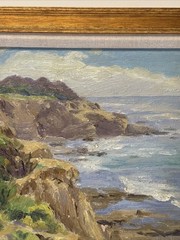 ANTIQUE CALIFORNIA BEACH PAINTING COASTAL IMPRESSIONIST CLIFFS SEASCAPE KEFFER