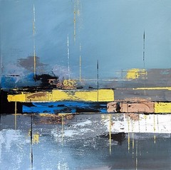 Blue & Gold Textured Art Wall Art – Modern sea scape Décor