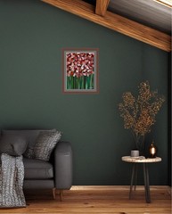 Atherton 9×12 Original Floral Abstract Painting „Stick Flowers 2 Red“ signed