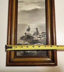 TWO Nautical Seaside Boat Seagulls Ocean Calm Serene Paintings on Canvas SIGNED
