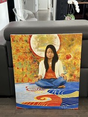 ORIG MIXED MEDIA ACRYLIC PAINTING ON CANVAS „NAMASTE” BY DOMINIC PANGBORN YOGA