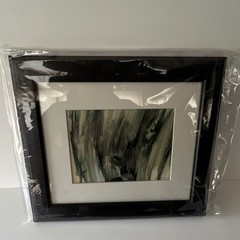 Abstract Small Matted & Framed Art Painting on Paper, Single Piece, Black Frame