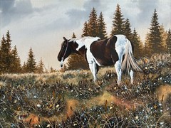 VINTAGE SIOUX PONY PAINTING HORSE LANDSCAPE TRIBAL NATIVE AMERICAN INDIAN DEMOTT