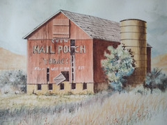 Vtg Americana Watercolor Painting Landmark Barn Signed Sylvia Obert Turner 1987