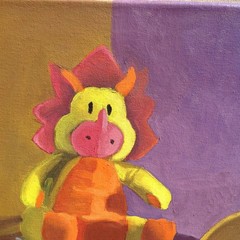 Unframed Original Art on Canvas „Favorite Plush Character Corner“ 16″ x 20″