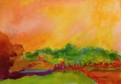 Art Free Shipping-Original Painting spiritual „Dreamscape“ 5×7″ watercolor -JW