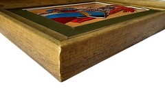Handcrafted 3D Leather Art Of Mongolian Woman Walnut Frame Traditional Clothing