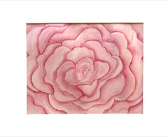PAINTING WATERCOLOR 11X14 & WHITE MAT 16X20 FLOWER ROSE PINK ORIGINAL ART FLORAL