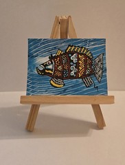 ACEO Original Painting Australia Barramundi Fish by Backyard Jungle Art