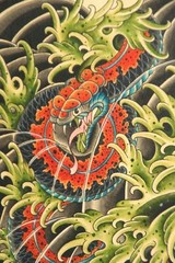 GIANT SNAKE WATERCOLOR FANTASY SNAKE ARTWORK ORIGINAL FANTASTIC ARTIST WATER