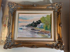 Signed Fran Evans Oil Painting „tranquil afternoon“ Framed 18.5″ x 15.5″ x 2.75″
