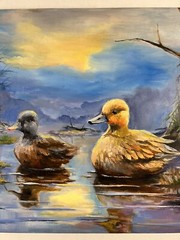 Original painting, 18×14 inches, Ducks Painting, Cute Ducks Home Decor, Artwork