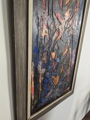 54″ Vintage 60s EUGENE WINTERS Painting mcm Abstract Expressionist Impasto blues