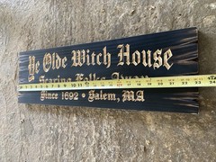 Halloween Salem Witch House Wooden Sign Carved Rustic Antique Look