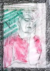 Portrait Man – Abstract Modern Art – Oil Chalk A4 Paper – Modern Art