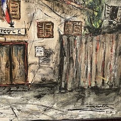 Jean-Marie Gouttin Signed Acrylic on Board Original Painting French Street 1955