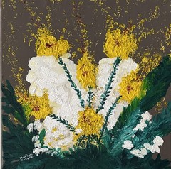 Original Acrylic Flower Painting Contemporary Art 12×12″ Signed W/COA