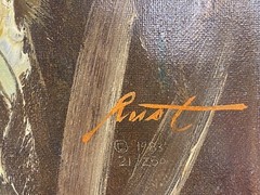 1983 Rusty Rust #21/250 Oil Painting on Canvas Emmett Kelly w/ Fly Swatter