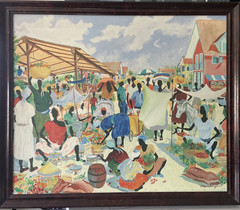 Harold Rigaud Certified Genuine LITHO ON CANVAS „MARKET PLACE“27X23”