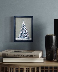 Winter Landscape Tree In Snow LandscapePainting OOk LFScott 6”x 8” Navy Frame