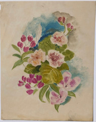 Pink Flowers 11 1/2″ x 9″ Oil Painting-1930s-Amalia Ludwig