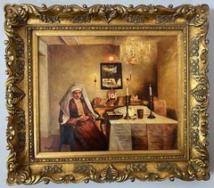 Preparing for the Jewish Sabbath – Hand-carved Gold Frame – Judaica