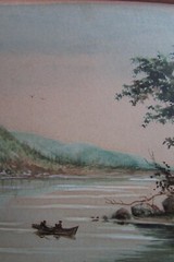 Hudson River painting signed R. W. H. possibly Richard William Hubbard antique
