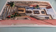 Сityscape Watercolor Original Painting European Architecture Old Town Artwork