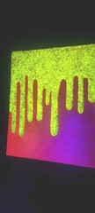 Glow N Dark Glitter Drip Painting Orange Pink Shift With Yellow Glow Glitter