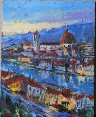 Florence Evening – Textured Italy 8×10″ Oil Painting 100% Handmade Original Art