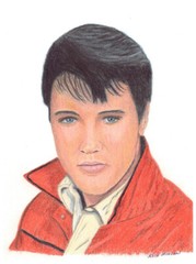 Elvis Presley Original Art Colored Pencil Drawing 5″X7″ matted to 8″X10″