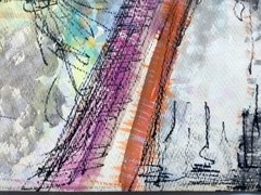 Original Signed 1962 Abstract Watercolor & Ink Painting on Cold Press Paper