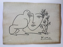 Pablo Picasso COA Art Painting Original Drawing Vintage Paper Signed