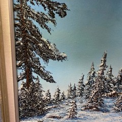Beautiful Textured Vintage Winter Snow Landscape Oil Paint Signed Husshey 90