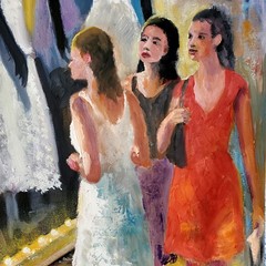 NO IMPORT FEE Yary Dluhos Fashion Shopping Women Figures Original Oil Painting