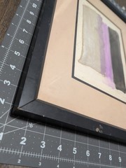 Vintage Abstract paint and texture purple stripes (2004) framed (18″ x 14″) #ART