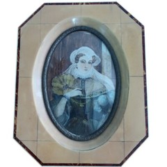 Antique miniature portrait lady hand painted Mary Queen Of Scots