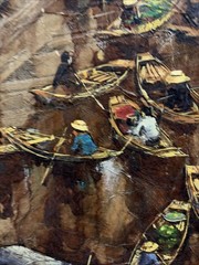 MCM Prayat Pongdam SIGNED ARTIST ORIGINAL PAINTING FISH MARKETS 46 X 62cm