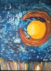 Sun Worship. Original acrylic painting on canvas board.