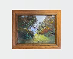 Oil painting Summer Ukrainian painter fiberboard Framed original Decor landscape