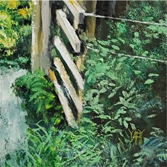 YARY DLUHOS Landscape Meadow Horses Equine Ranch Original Art Oil Painting