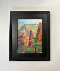 Jan Deligans Landscape Painting Red Rock Arizona or New Mexico Rock Formations