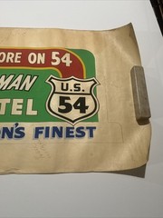 Antique Painting Route 54 Illustration Large AAA Guymon Texas Motel Trade Sign