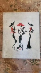 Fashion Ladies Canvas Art Acrilic Hand Painting 16×21 inches