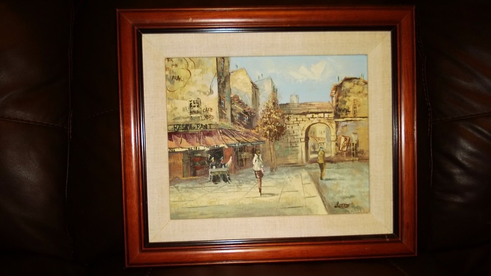 Oil Painting of „Lovely Citiscape“ Double Framed,Signed